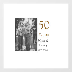 Autocollant Pour Fenêtre Joyeux 50e anniversaire ajouter nom du couple date