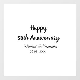 Autocollant Pour Fenêtre Joyeux 50e anniversaire ajouter nom du couple date