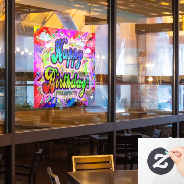 Autocollant Pour Fenêtre Joyeux anniversaire Vista Express fenêtre Cling (Fenêtre du restaurant)