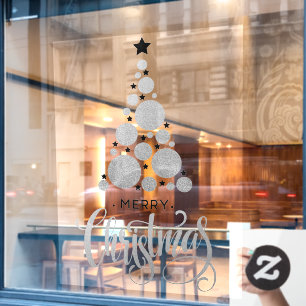 Autocollant Pour Fenêtre Joyeux Arbre de Noël Arbre d'Arbre d'Argent