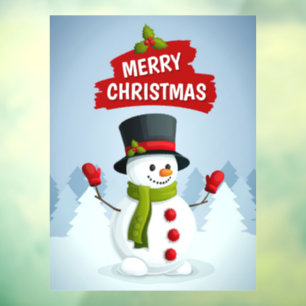 Autocollant Pour Fenêtre Joyeux bonhomme de neige de Noël