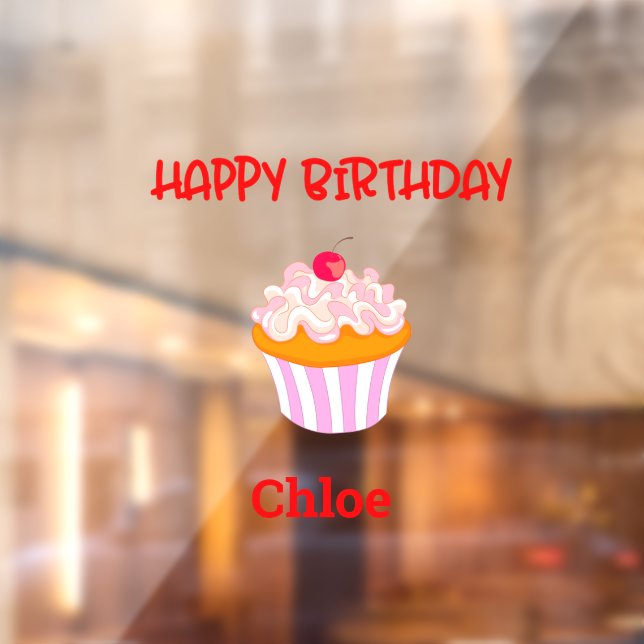 Autocollant Pour Fenêtre Joyeux gâteau d'anniversaire Personnalisé avec nom (Feuille 2)
