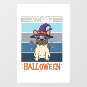 Autocollant Pour Fenêtre Joyeux Halloween Bouledogue Français Sorcière Toil