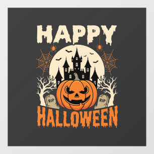 Autocollant Pour Fenêtre Joyeux Halloween Citrouille de Jack Château Hanté