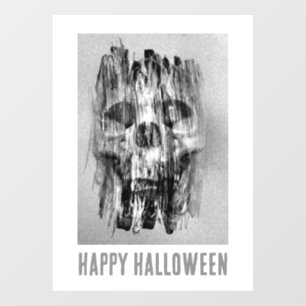 Autocollant Pour Fenêtre Joyeux Halloween. Crâne en détresse