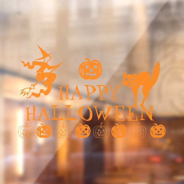 Autocollant Pour Fenêtre Joyeux Halloween orange éffrayant décor mignon Mai (Feuille 2)