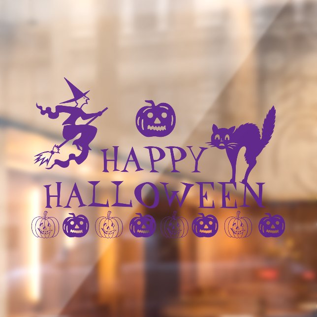 Autocollant Pour Fenêtre Joyeux Halloween violet éffrayant joli décor Maiso (Feuille 2)