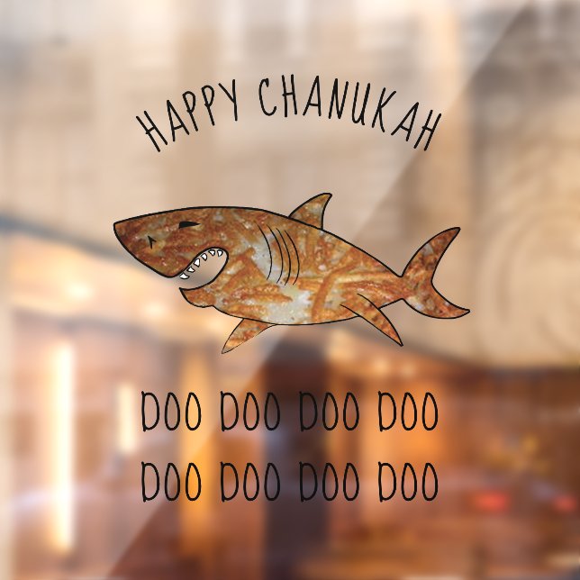 Autocollant Pour Fenêtre Joyeux Hanoukka Latke Shark Doo Doo Clôture de fen (Feuille 2)