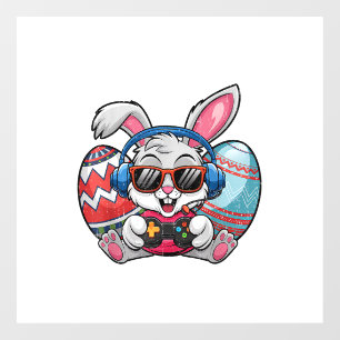 Autocollant Pour Fenêtre Joyeux jour de Pâques Lapin mignon jouant au jeu v