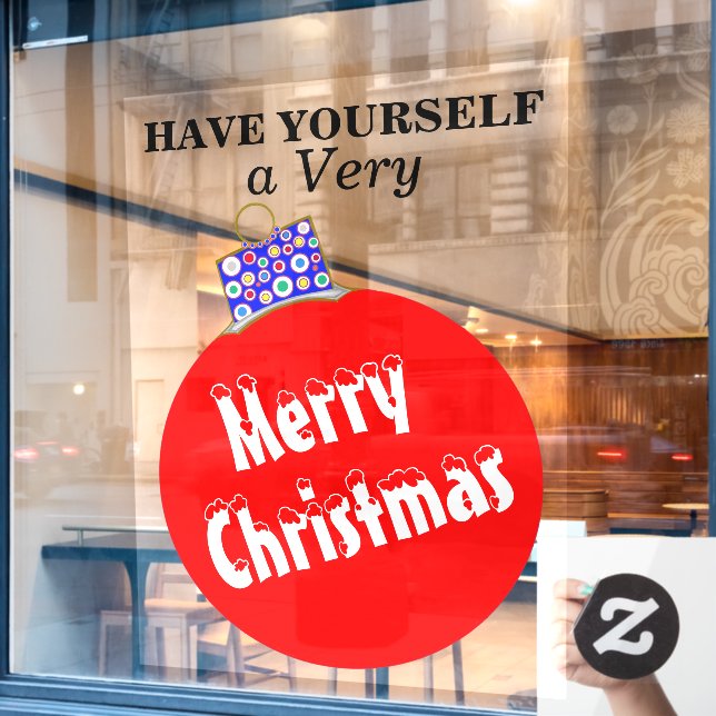 Autocollant Pour Fenêtre Joyeux Noël à la neige blanche rouge  (Fenêtre de café)