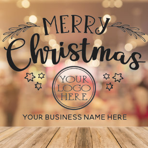 Autocollant Pour Fenêtre Joyeux Noël ajoutez votre logo et le nom de votre 