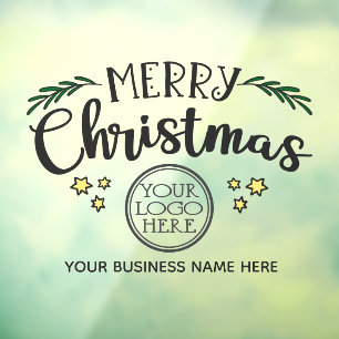 Autocollant Pour Fenêtre Joyeux Noël ajoutez votre logo et le nom de votre 