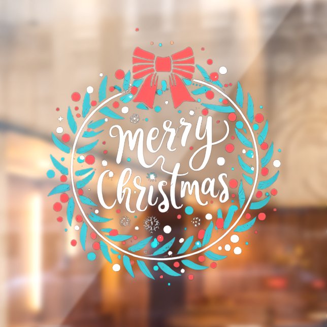 Autocollant Pour Fenêtre Joyeux Noël Berry Wreath (Feuille 2)