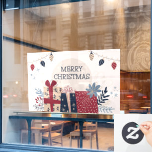 Autocollant Pour Fenêtre Joyeux Noël Cadeaux et lumières