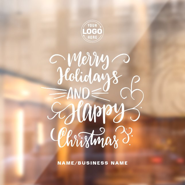 Autocollant Pour Fenêtre Joyeux Noël Calligraphique Ajouter Votre Logo (Feuille 2)