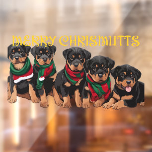 Autocollant Pour Fenêtre Joyeux Noël Chrismutts Vacances de Noël Chiots Fes