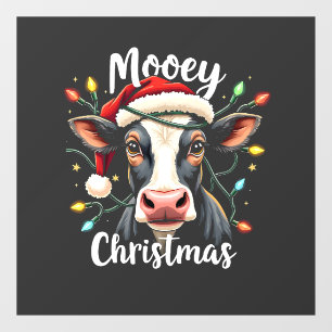 Autocollant Pour Fenêtre Joyeux Noël Drôle de Xmas Vache Amoureux du Bétail