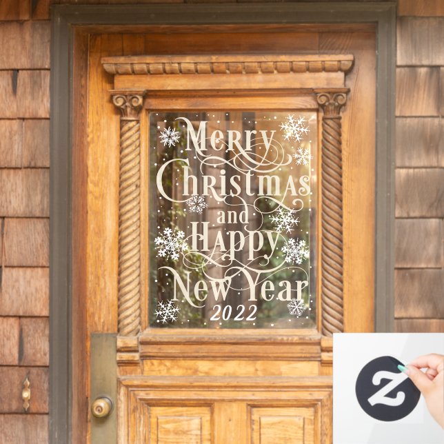 Autocollant Pour Fenêtre  Joyeux Noël et Joyeux Nouvel An 2022 maison W (Porte d'accueil)