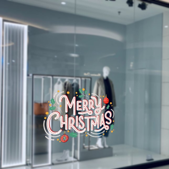 Autocollant Pour Fenêtre Joyeux Noël Festival Ball Holiday Vibes Store (Merry Christmas Festival Ball Holiday Vibes Store Window Cling)