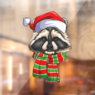 Autocollant Pour Fenêtre Joyeux Noël Fête Raccoon Clouage de fenêtre