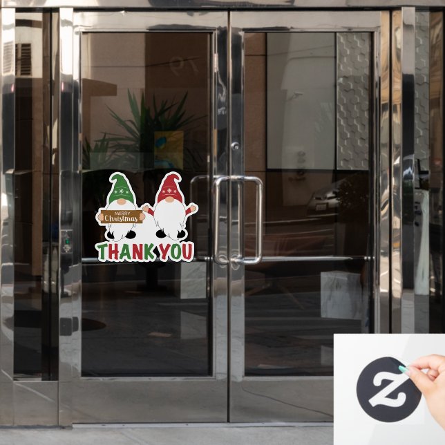 Autocollant Pour Fenêtre Joyeux Noël Gnomes Merci (Porte de bureau)