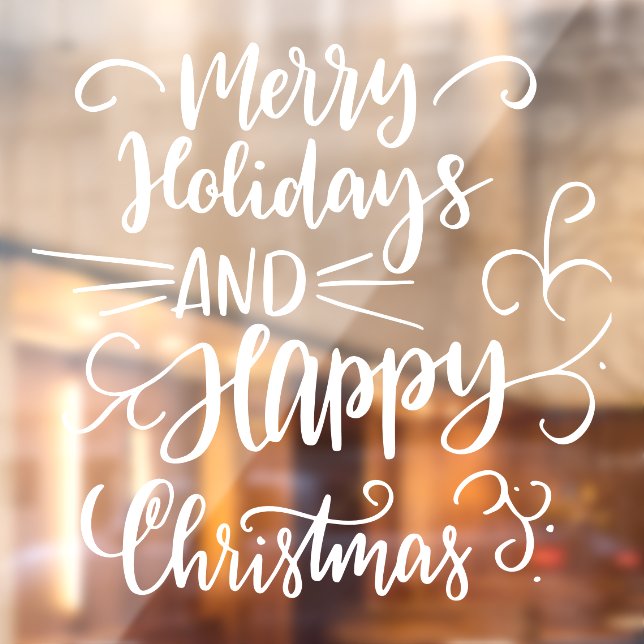 Autocollant Pour Fenêtre Joyeux Noël Joyeuses Fêtes Blanc (Feuille 2)