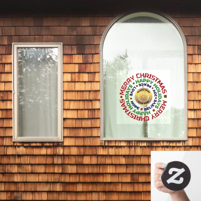 Autocollant Pour Fenêtre Joyeux Noël Joyeux Vacances Logo d'affaires person (Fenêtre d'accueil)