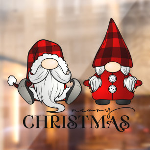 Autocollant Pour Fenêtre Joyeux Noël Père Noël Madame Claus Gnomes Entrepri