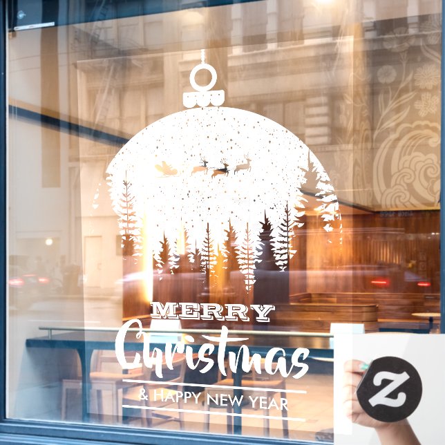 Autocollant Pour Fenêtre Joyeux Noël Père Noël Sleigh Orament Fête (Fenêtre de café)