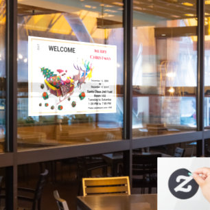 Autocollant Pour Fenêtre Joyeux Noël Père Noël Sleigh Reindeer Personnalise