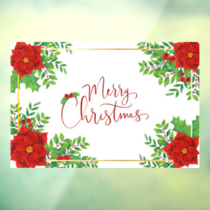 Autocollant Pour Fenêtre Joyeux Noël Poinsettias