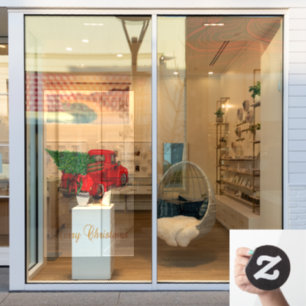 Autocollant Pour Fenêtre Joyeux Noël Rouge Camion Arbre à pin