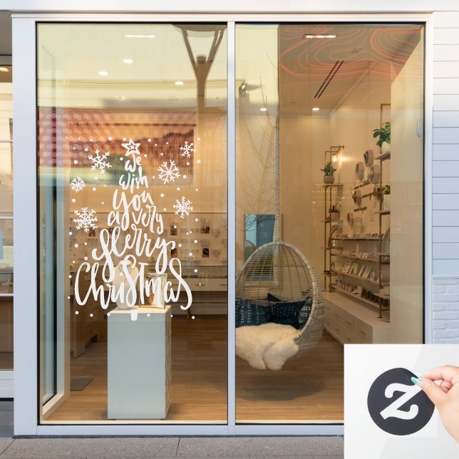 Autocollant Pour Fenêtre Joyeux Noël Snowflakes (Vitrine du magasin)