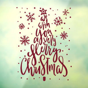 Autocollant Pour Fenêtre Joyeux Noël Snowflakes calligraphie rustique