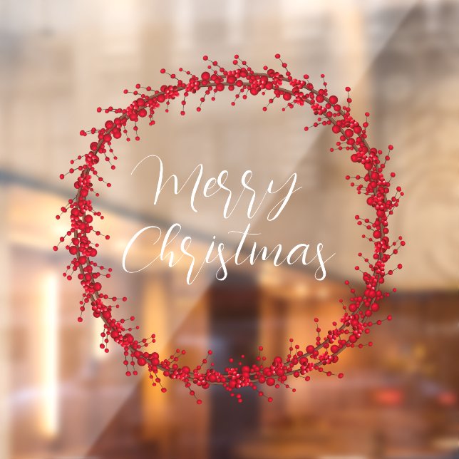 Autocollant Pour Fenêtre Joyeux Noël texte manuscrit wreath Window Cl (Feuille 2)