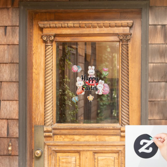 Autocollant Pour Fenêtre Joyeux Pâques (Porte d'accueil)