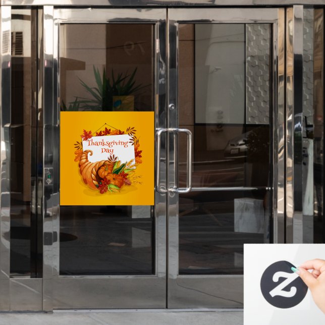 Autocollant Pour Fenêtre Joyeux Thanksgiving  (Porte de bureau)