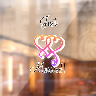 Autocollant Pour Fenêtre Juste Marié Deux Tourbillonnant Rainbow Hearts Car