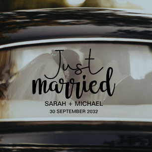 Autocollant Pour Fenêtre Juste marié élégant noir script mariage voiture