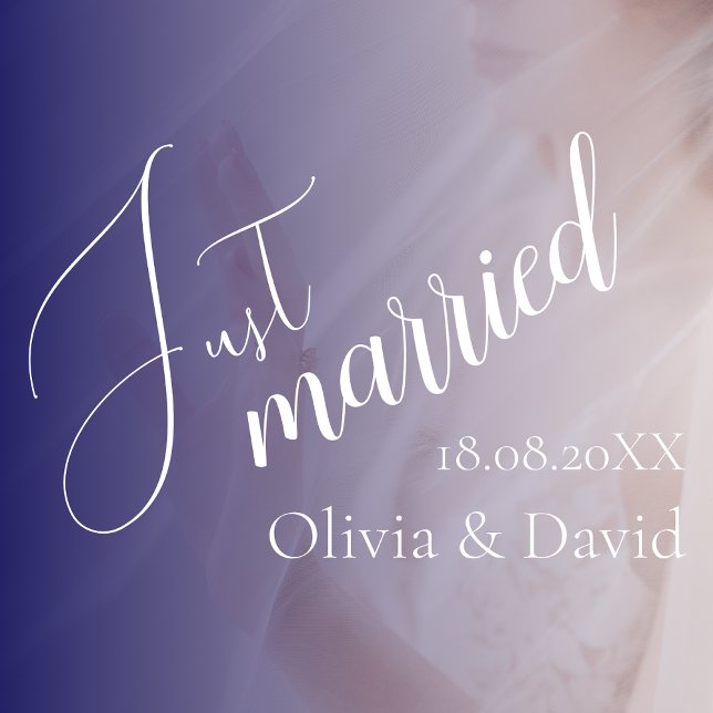 Autocollant Pour Fenêtre Juste marié | Mariage Elegant Blanc Customisé (Créateur téléchargé)