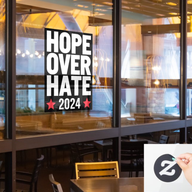 Autocollant Pour Fenêtre Kamala Harris 2024 Espoir sur la haine Présidentie (Fenêtre du restaurant)