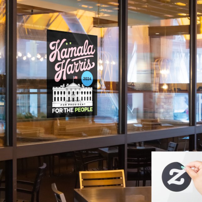 Autocollant Pour Fenêtre Kamala Harris 2024 Social-démocrate Vote Blue (Fenêtre du restaurant)