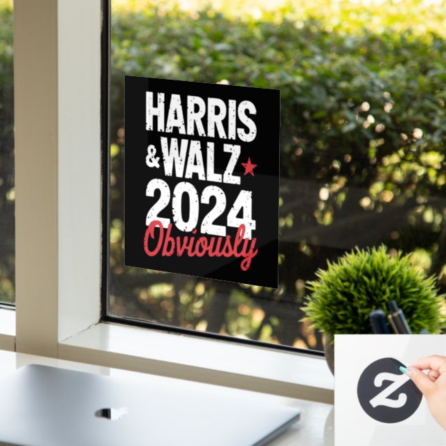 Autocollant Pour Fenêtre Kamala Walz Évidemment 2024 Harris Waltz 2024 (Bureau)