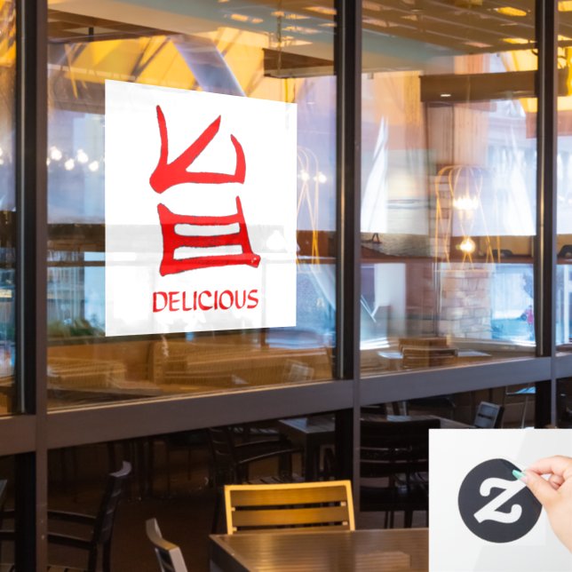 Autocollant Pour Fenêtre Kanji Délicieux clin de fenêtre rouge (Fenêtre du restaurant)