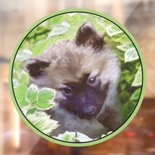 Autocollant Pour Fenêtre Keeshond Puppy in the Garden Peinture Art original