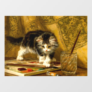 Autocollant Pour Fenêtre Kitten avec peinture et brosses