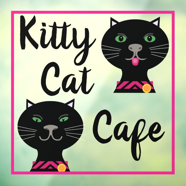 Autocollant Pour Fenêtre Kitty Cat Café (Feuille 3)