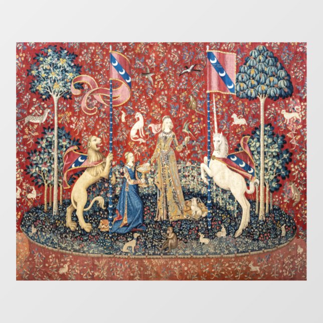 Autocollant Pour Fenêtre La Dame et la licorne, Goûtez (Feuille)