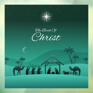 Autocollant Pour Fenêtre La naissance du Christ Nativité Fenêtre de la sc