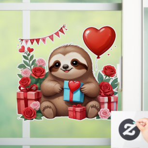 Autocollant Pour Fenêtre La surprise de la Saint Valentin de Sloth